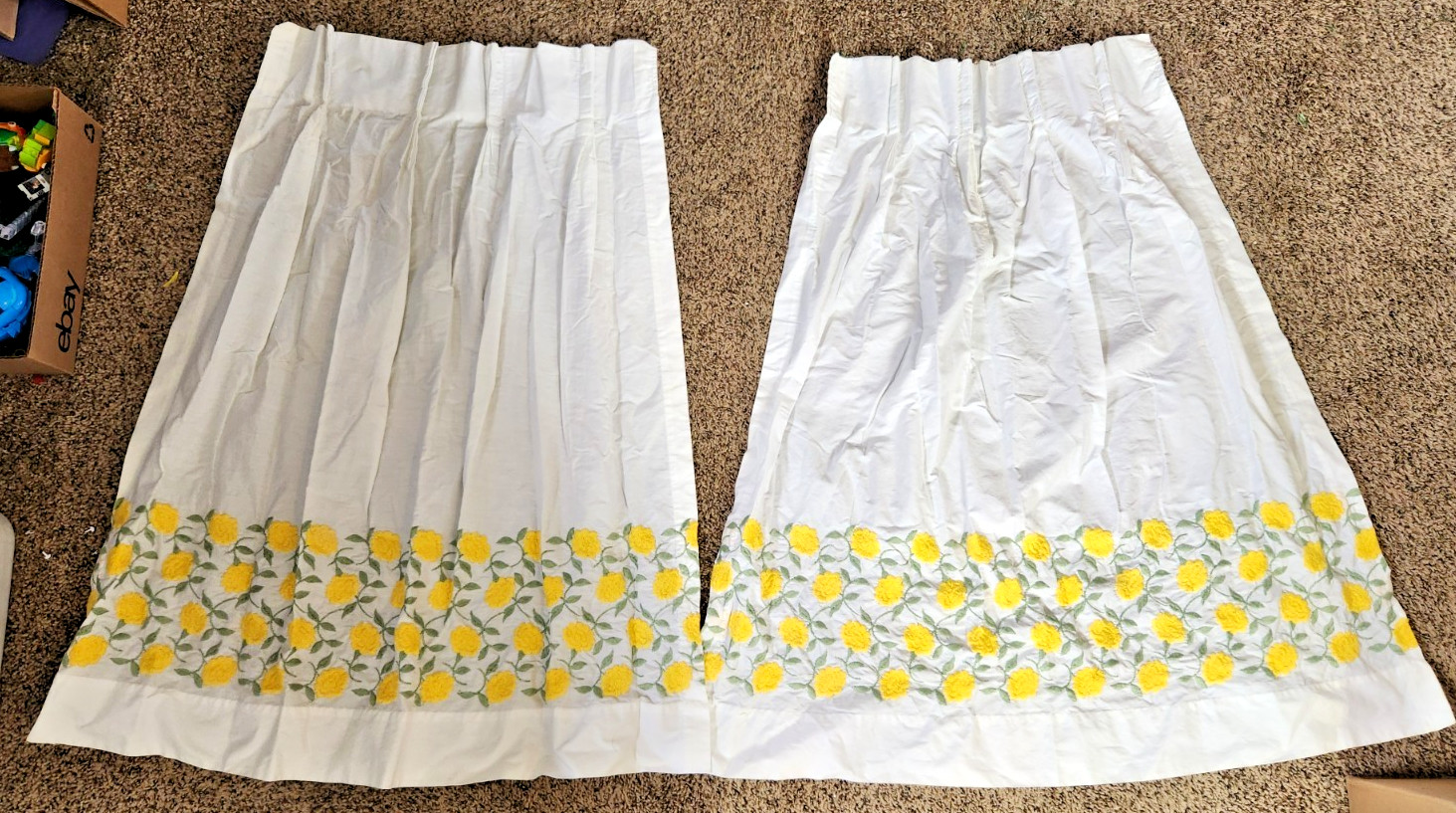 UNBRANDED PAIR OF GRANDMACORE COTTAGECORE CURTIANS 34″ EMBROIDERED FLOWERS