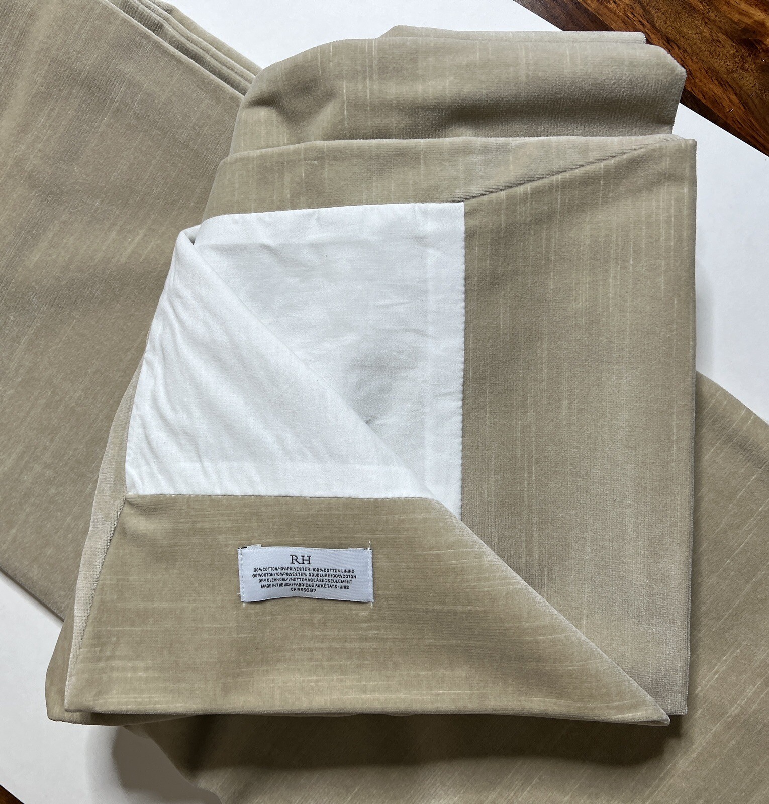Restoration Hardware Vintage Velvet Drapery RP 100″W x 84″L Oatmeal NEW $549