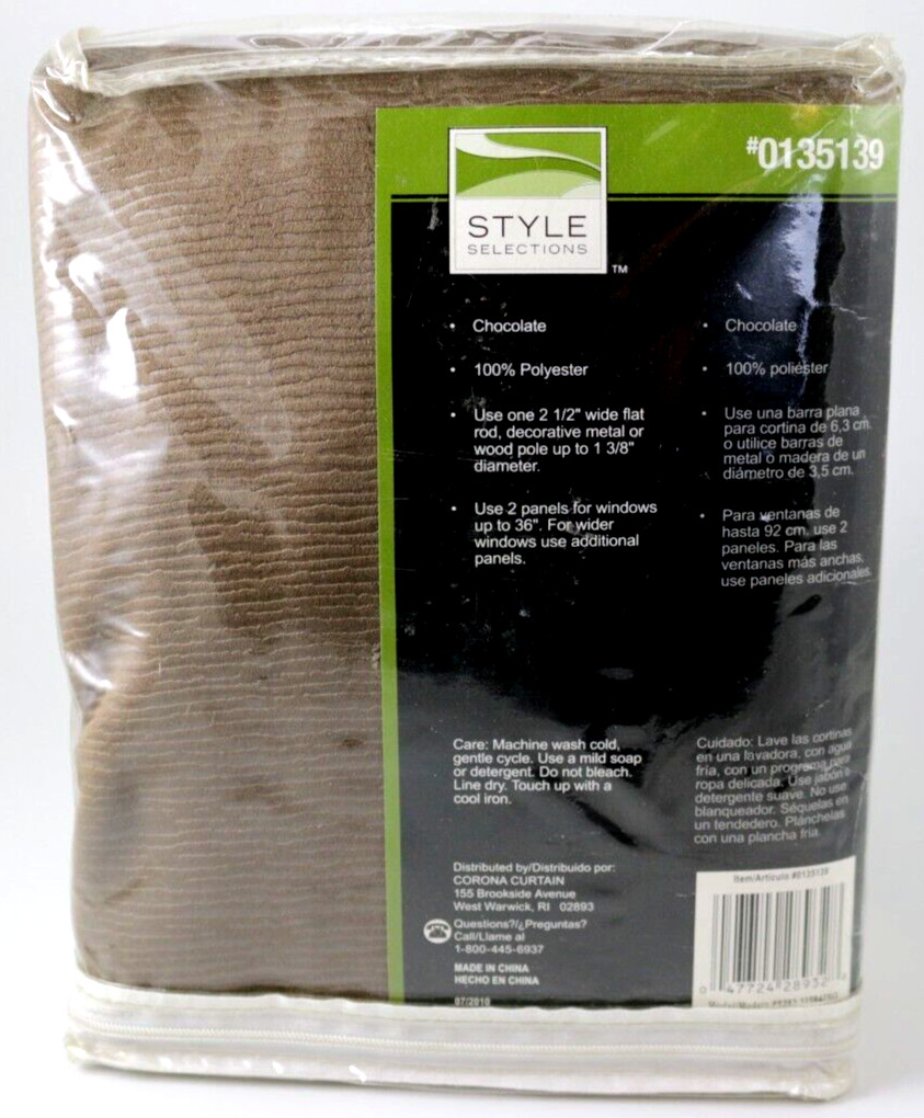 Style Selections Sonia Chocolate/Brown Blackout Curtain Panel 50″x84″ #0135139