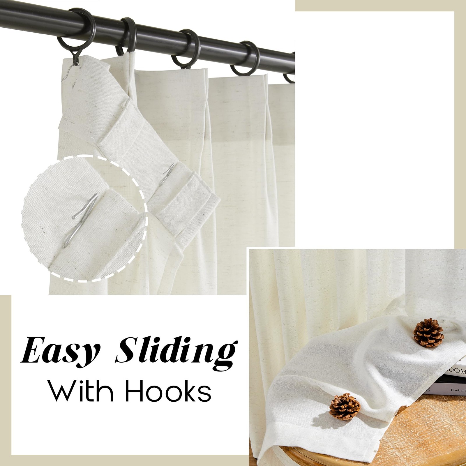Shineland 120 Inch Extra Long Pinch Pleated Linen Curtains 10 Ft Tailored Sheer