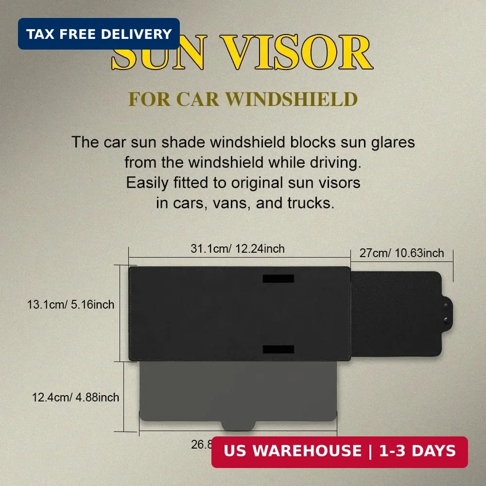 Polarized Car Sun Visor Extension with PC Lens and Side Sunshade, Anti-Glare Win