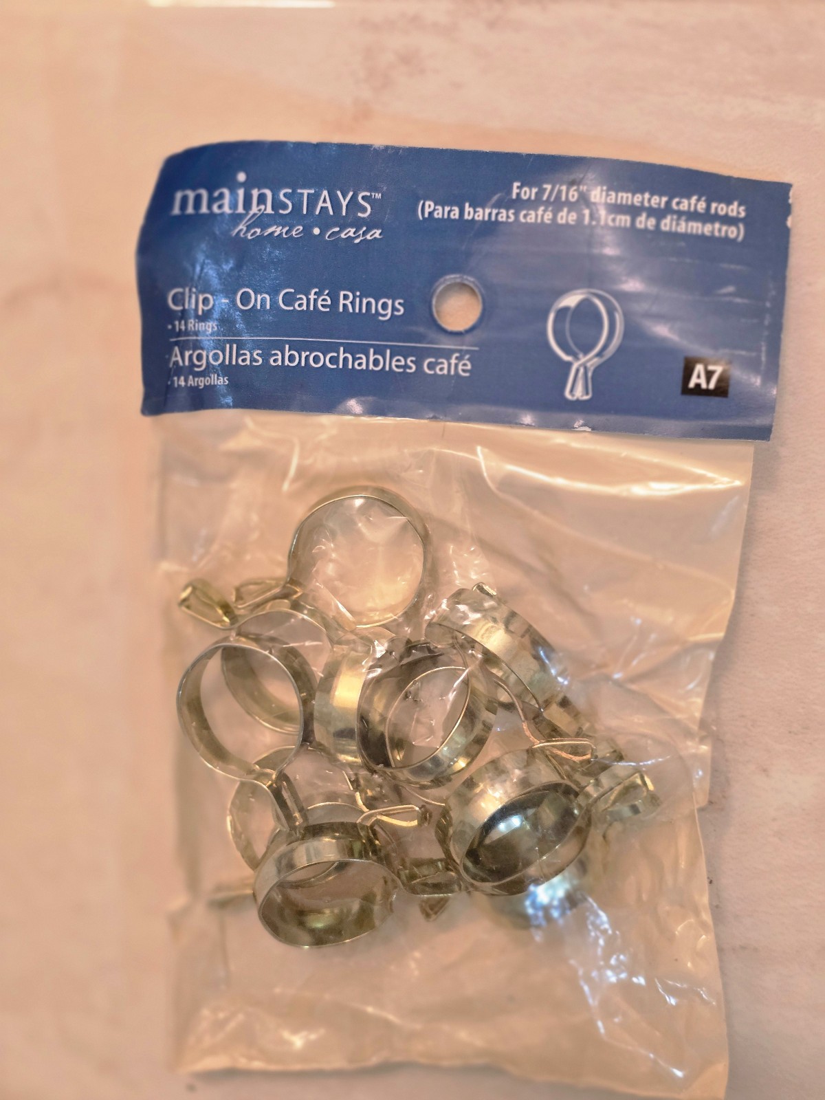 (14) Brass / Gold Colored Clip-On Cafe Curtain Rings (for 7/16” Rod)