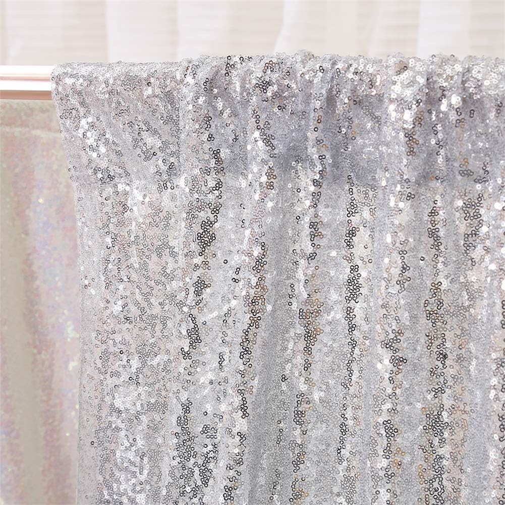 Shiny Sequin Backdrops 2 Panels Silver 2ft x 8ft Party Wedding Photography Decor