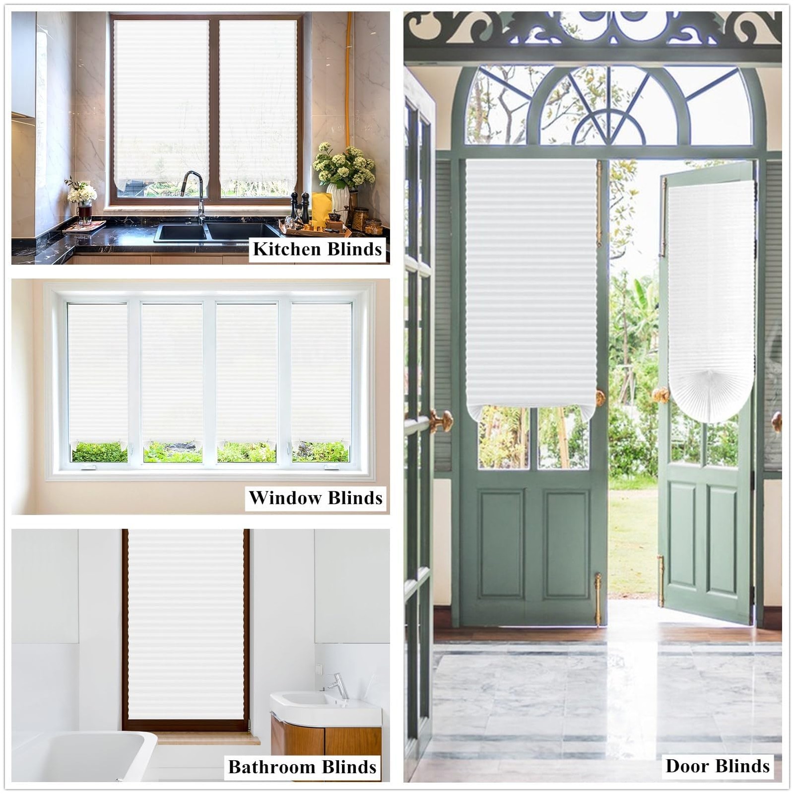MALOKI Temporary Window Blinds, Pleated Shades 24″W x 59″H, White – 1 Pack