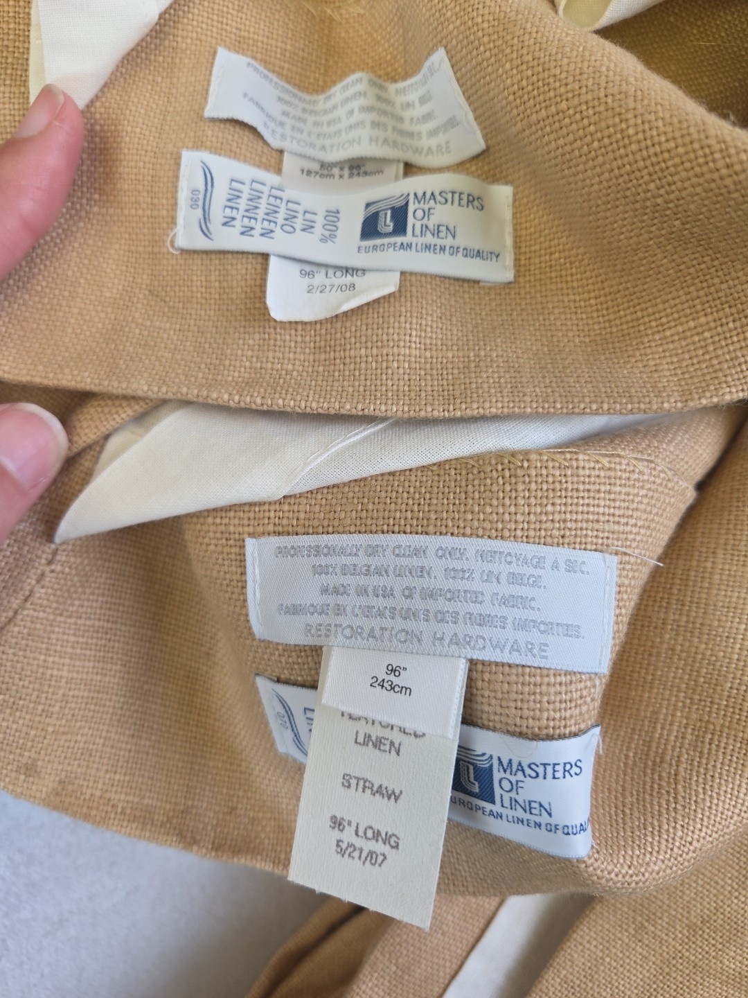RESTORATION HARDWARE Belgian Textured Linen 50×96 Drapes Curtains Straw Choose #
