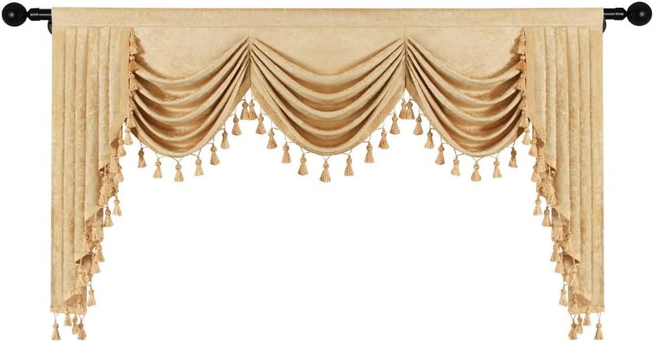Thick Chenille Window Curtains Valance for Living Room Luxury Gold Room Curtain