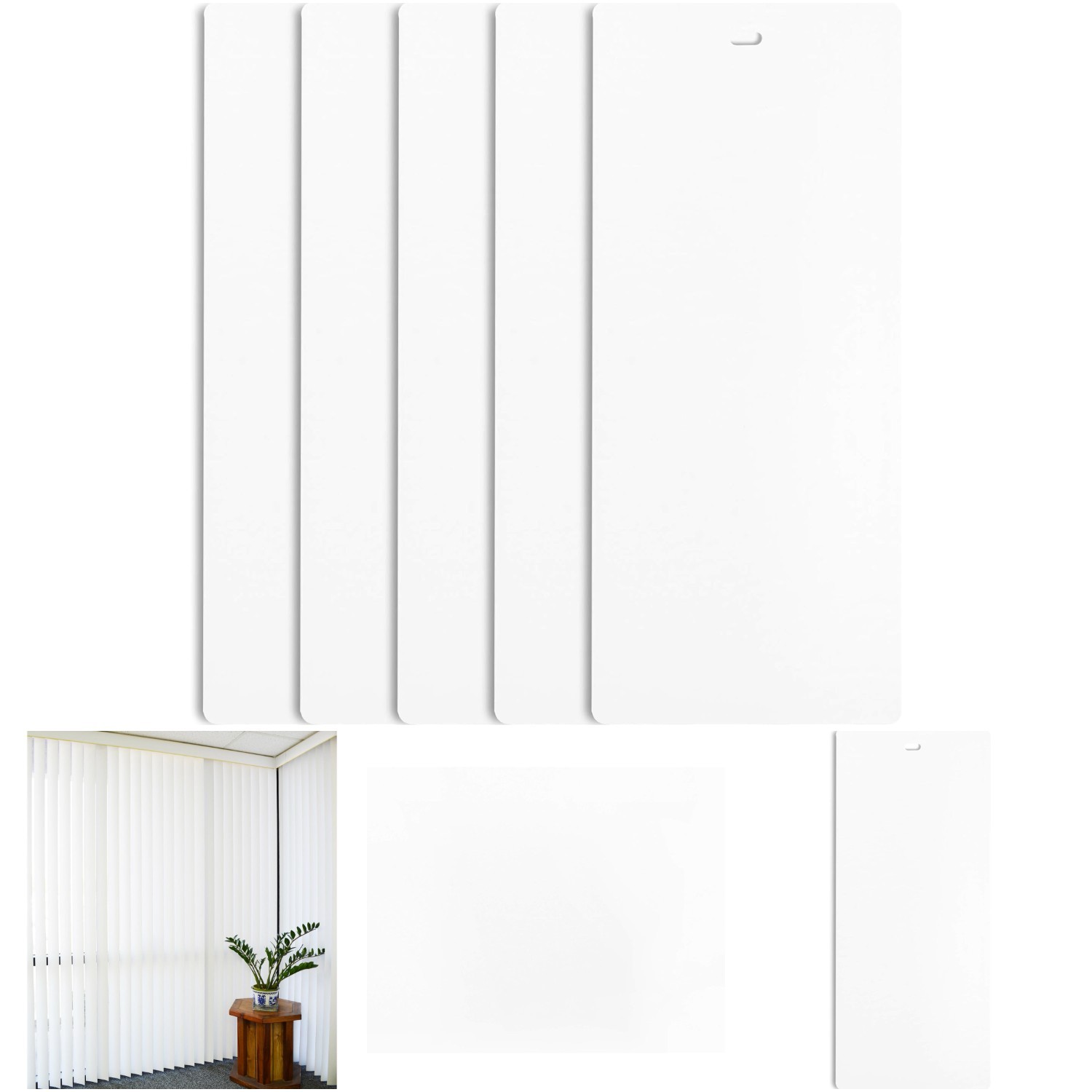 5 Pack PVC Vertical Blind Replacement Slats Curved Smooth White 82.5 Length