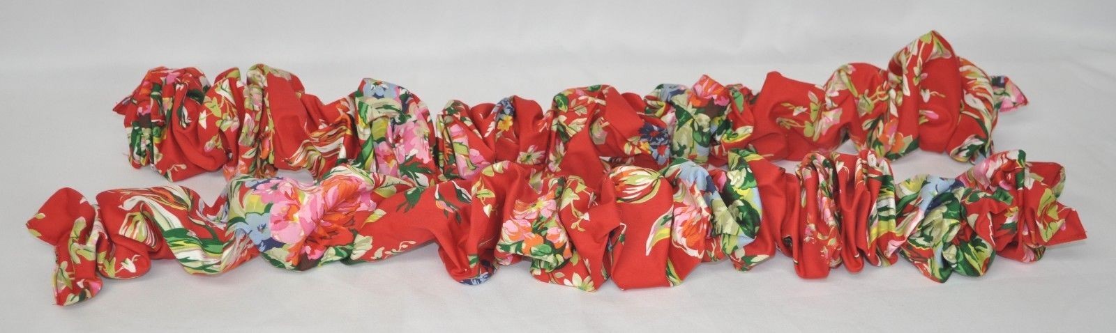 Gathered Shirred Tie Backs made w Ralph Lauren Belle Harbor Red Floral Fabric