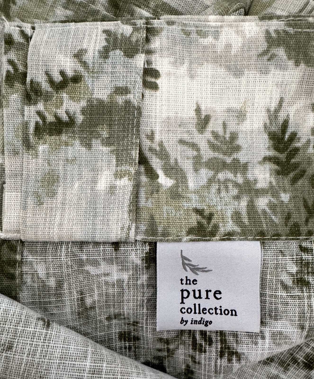 The Pure Collection Indigo Window Curtains 2 Panels 37 x 84 Olive Green Back Tab
