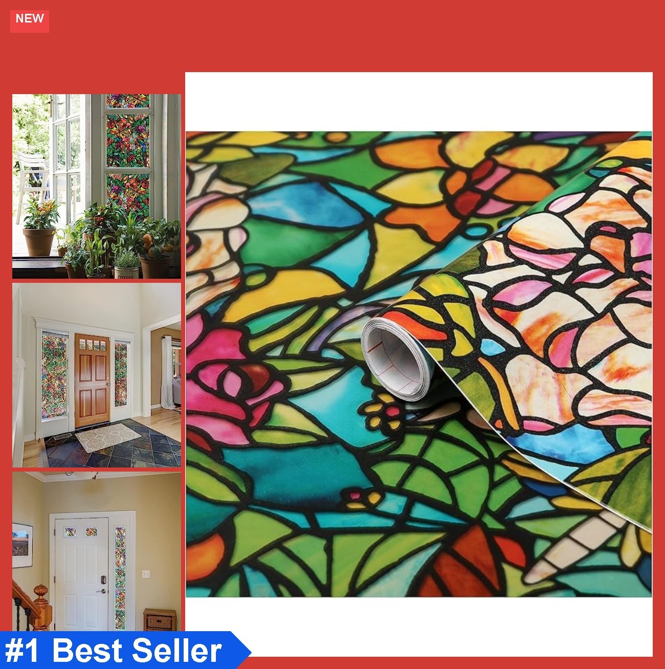 Privacy Window Film Self-Adhesive 17 by 78 Inch Vinyl Spring Chapel Tulia