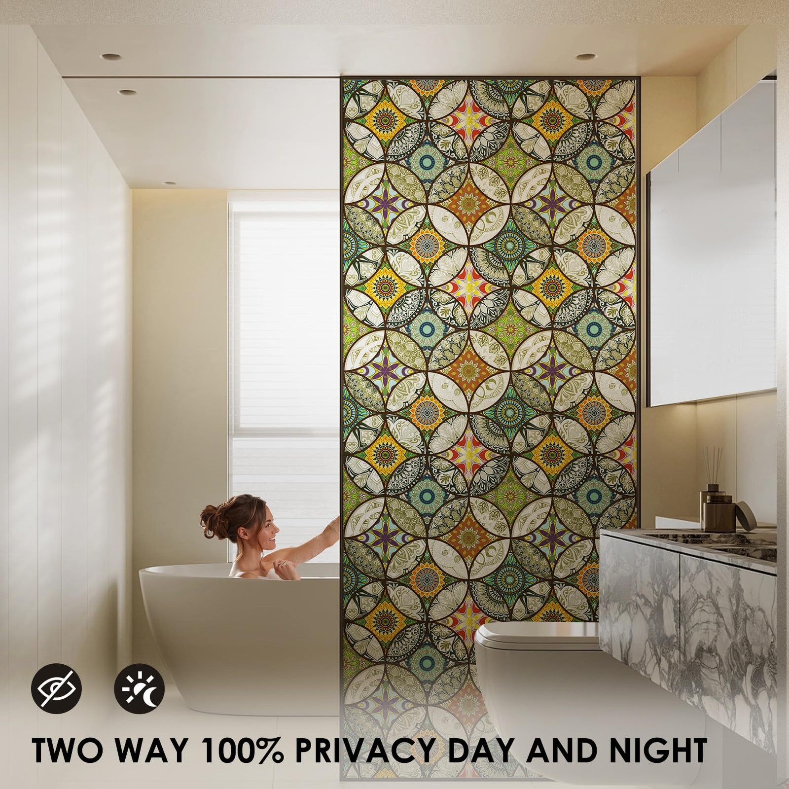 DKTIE Static Cling Decorative Window Film 17.7″ x 78.7″ (with tools), Yellow