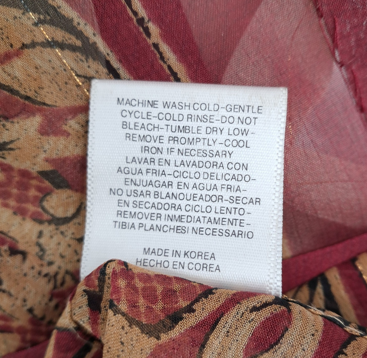 Croscill Imperial Empress Long Red Gold Print Sheer Scarf Valance 40×216 Empire