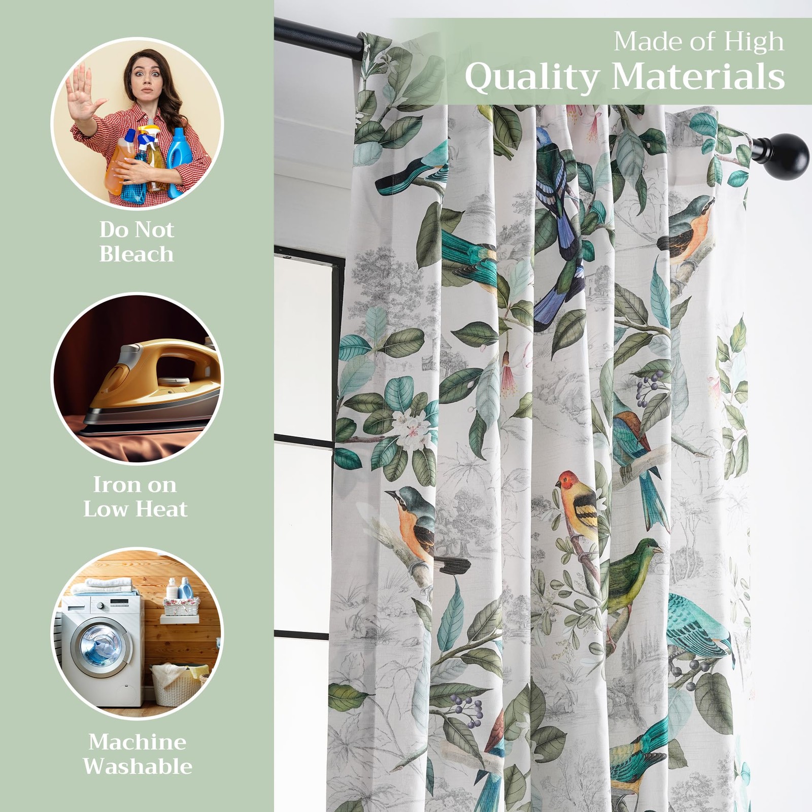 Curtains for Living Room 100% Cotton 50″x96″ (Pack of 1)