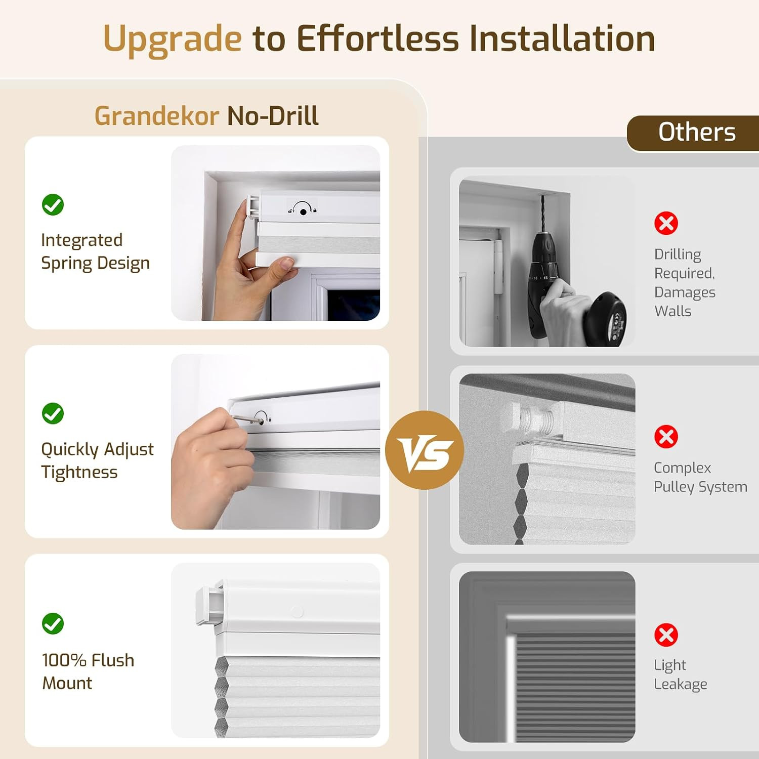 No Drill Top down Bottom up Cellular Shades, 1.5 Inch Large Cell Cordless Blacko