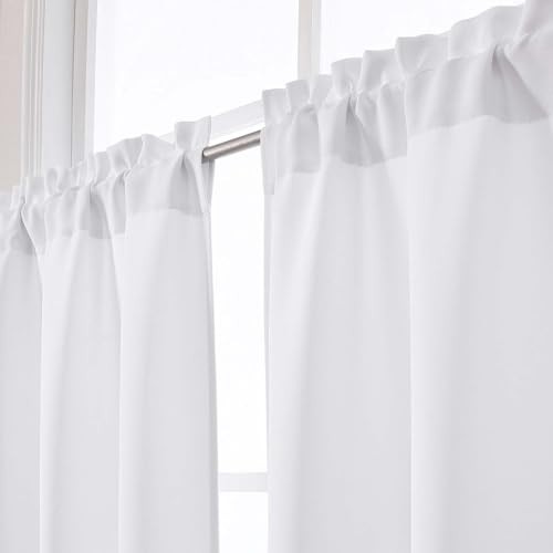 Cafe Curtains Tier 36 Inch Length 2 Panels 30″W x 36″L (Pack of 2) Pure White