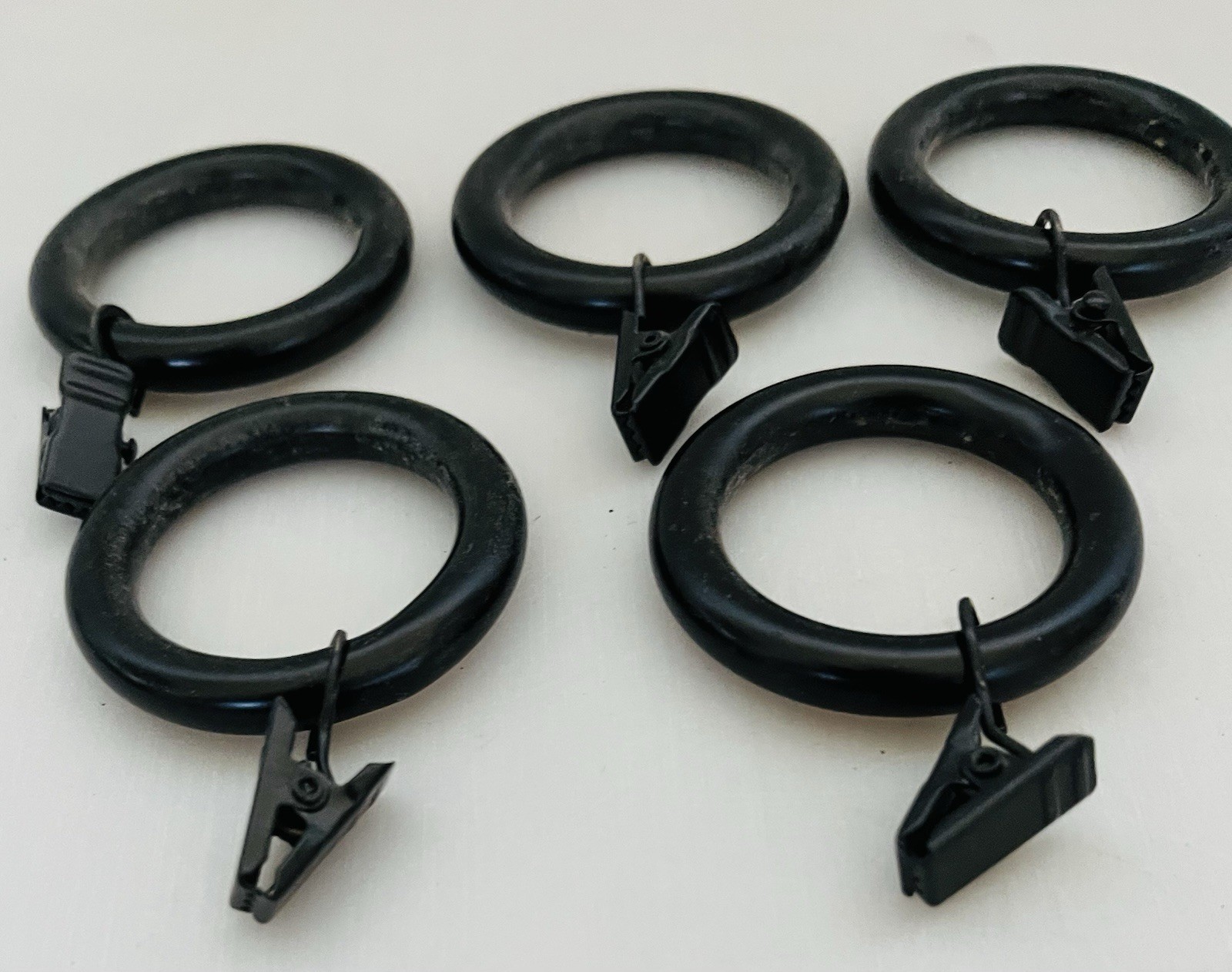 Set of 5 Pottery Barn Quiet-Glide Curtain Clip Rings Large 1 3/4″ Matte Black