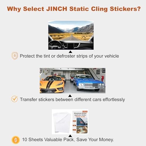 Windshield Sticker Applicator Holder Static Cling, 10 Pack 4 x 6 Inches Heat