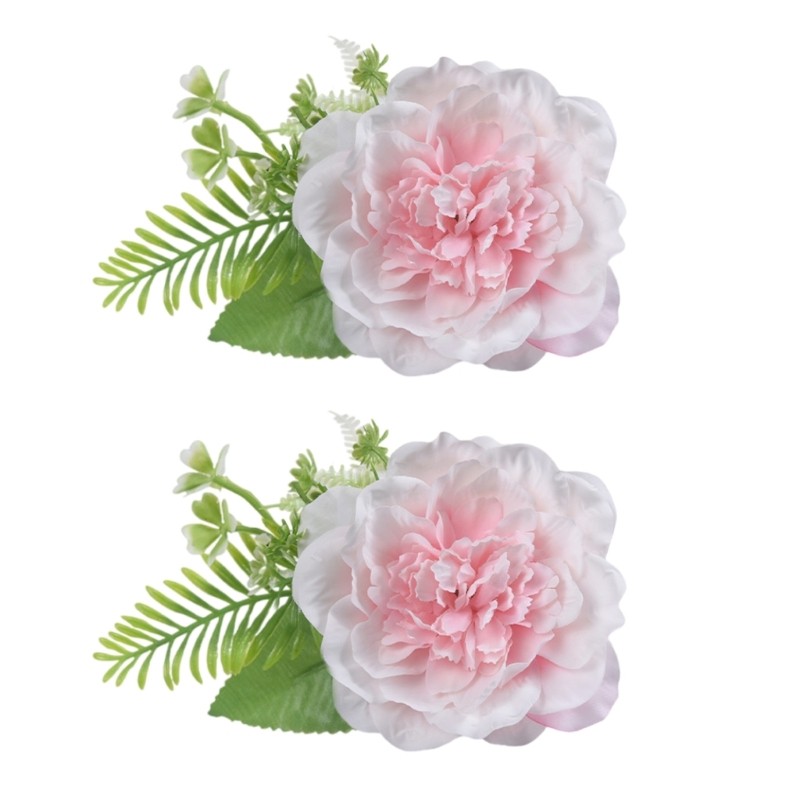 2pc Artificial Flower Curtain Ties Window Drapery Tiebacks Clips Home Styling