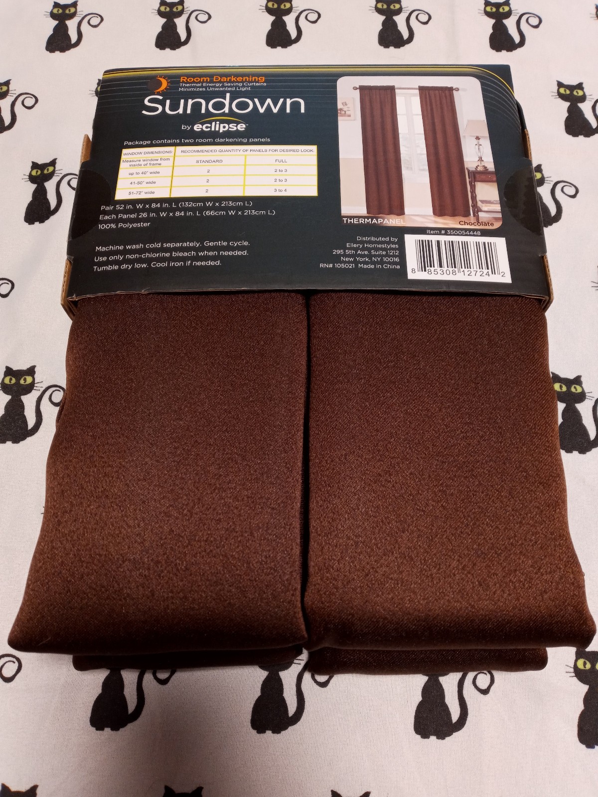 NIP Sundown Eclipse room darkening 2 panels brown curtains rod pocket 52″ x 84″