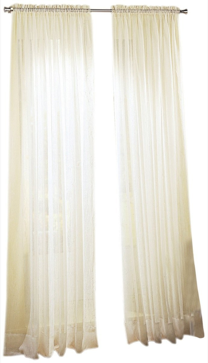 Eggshell Off White Crushed Voile Sheer Curtain Panel 51×84 Inch Rod Pocket