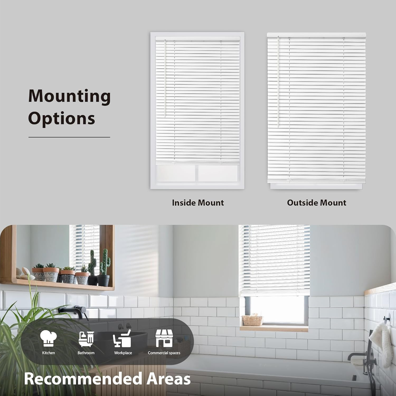 Pearl White 1″ Cordless Mini Blinds with Flexible Slats, 72″ W x 60″ H