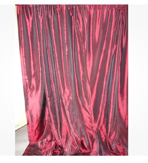 PERI IRIDESCENT FAUX SILK CABERNET RED THERMAL (2) CURTAINS PANELS 53X103