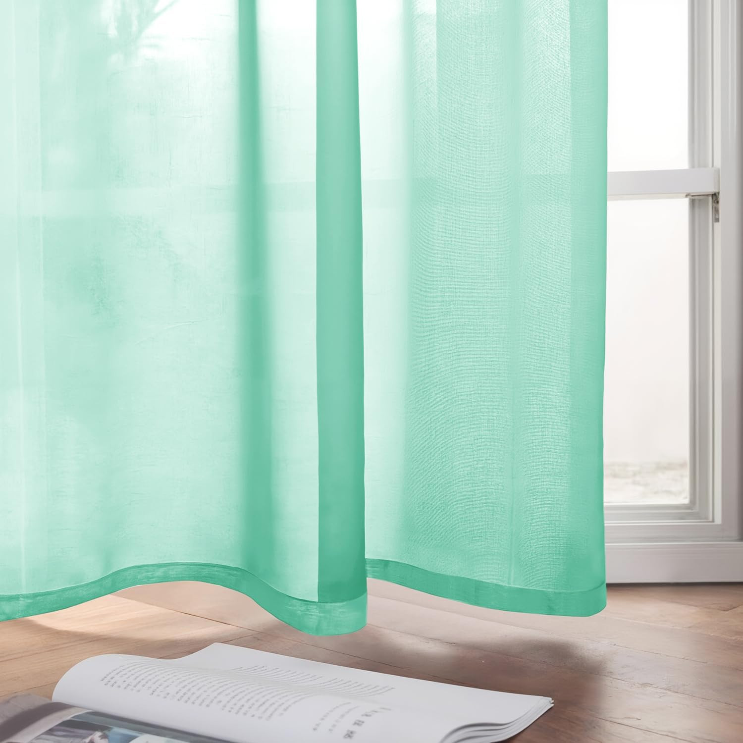 MIULEE Solid Color Sheer Curtains 63 Inches Long 2 Panels Set – Elegant Lightwei