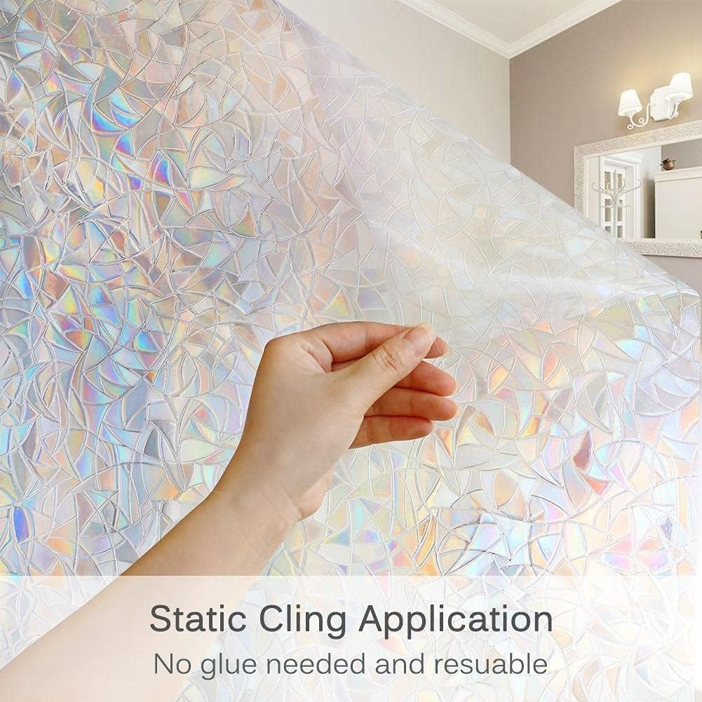 Static Cling Rainbow Window Film for Privacy & Heat Control – 17.5 x 78.7 Inches