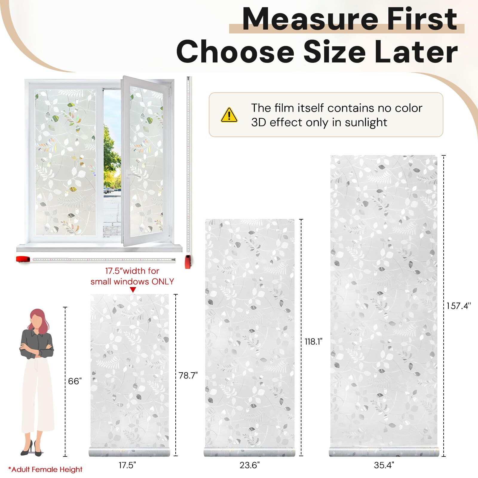 rabbitgoo Window Privacy Film Frosted Sticker Autumn Leaf Decorative Stained
