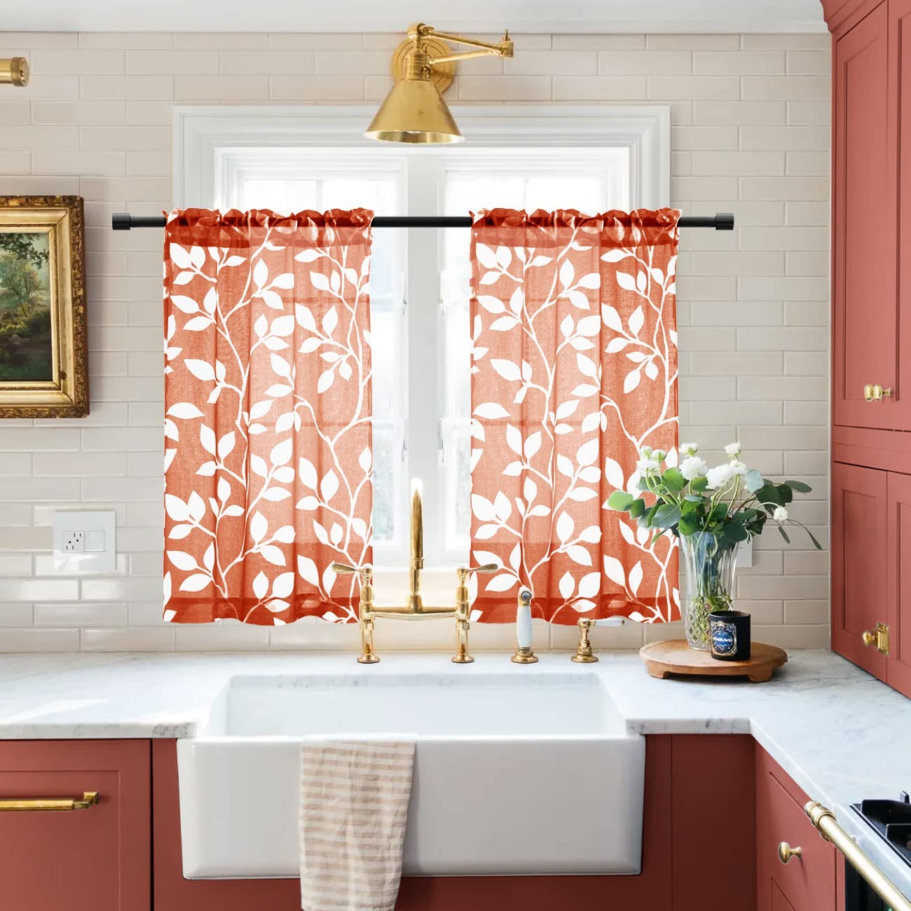 Curtains 36 Inch Length for Kitchen Window Set of 2 Panels,Short Sheer Cafe W…