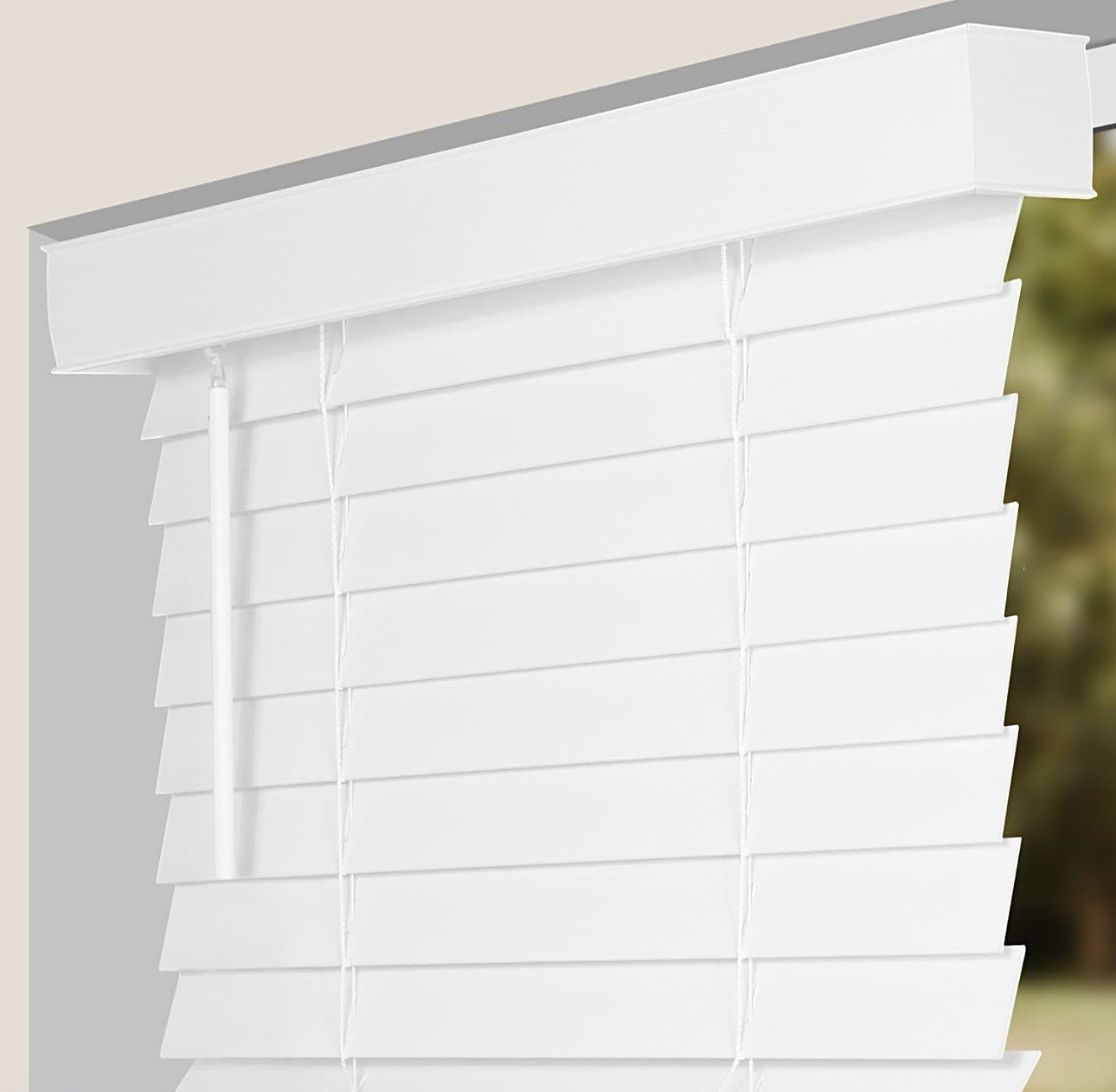 Calyx Faux Wood Cordless Smart lift Room Darkening Blinds White 34.5″ W x 48″ H