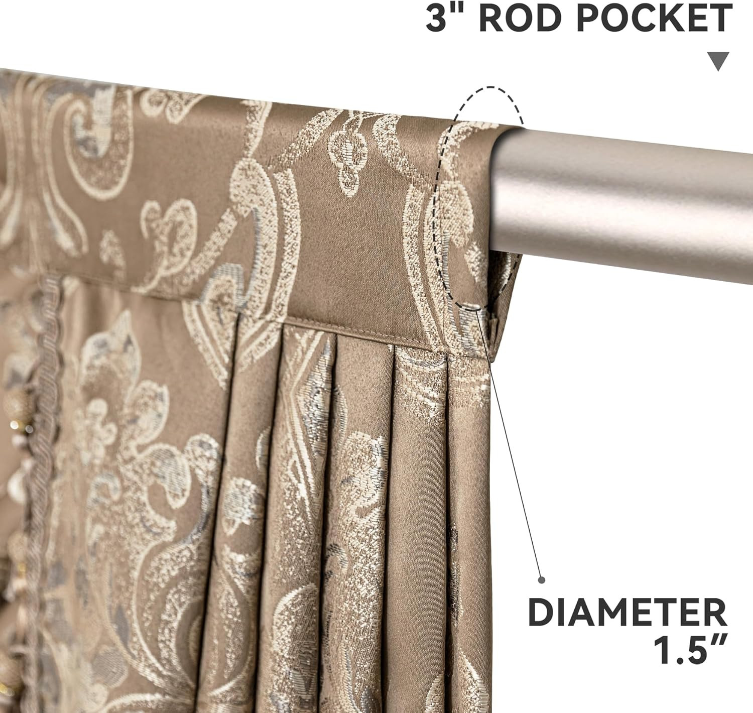 Elegant Jacquard Waterfall Valance with Tassels for Living Room & Bedroom
