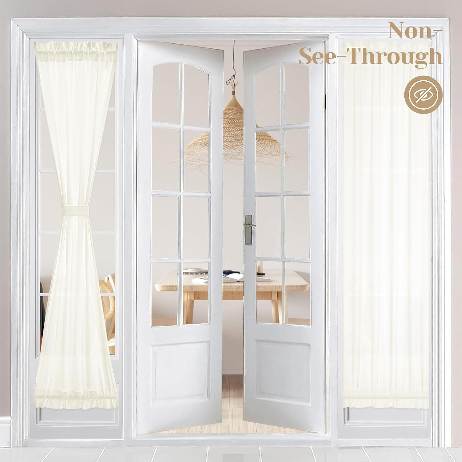 Non-See-Through French Door Curtains Set of 2 for Front Door, Light Filtering Pr