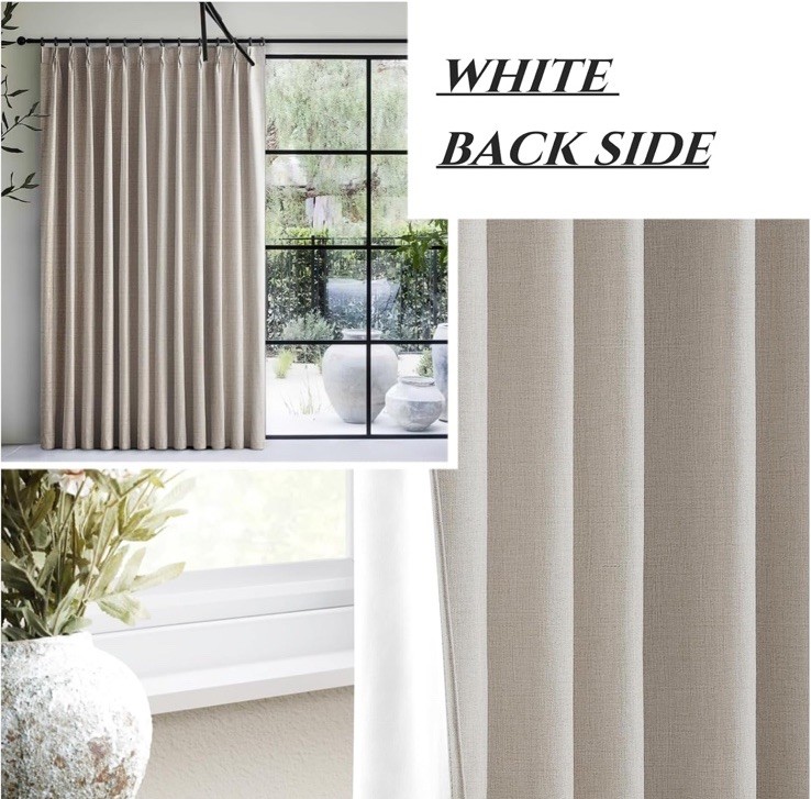 Natural Linen Pinch Pleated Blackout Curtains & Drapes W 40″x L 94″ 2 Panels Set