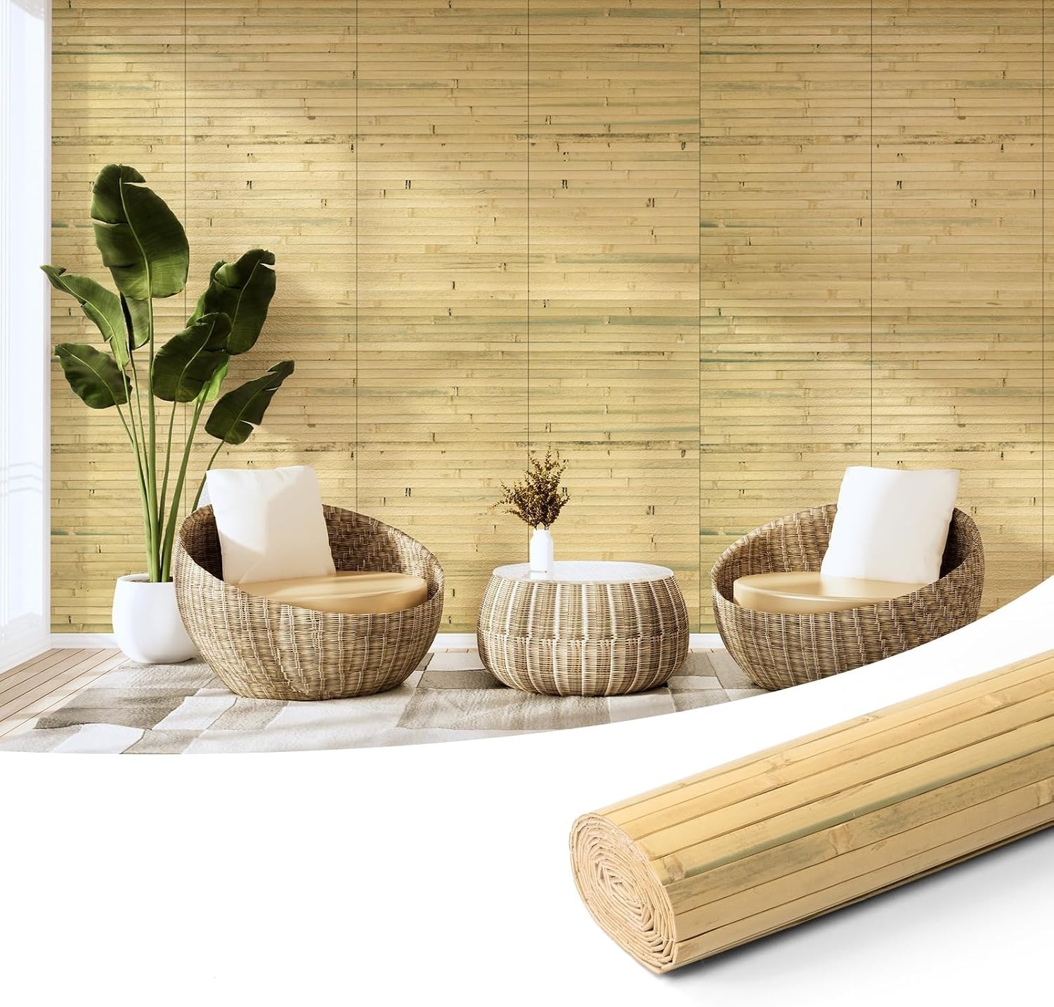 Tropical Bamboo Wall & Ceiling Panel 8 Sq Ft – Natural 1-Pack Decor Solution