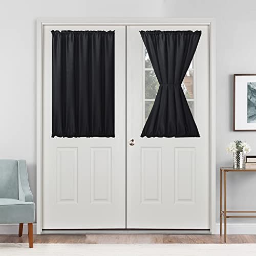 French Door Curtains for Small Window, Rod 52″W x 40″L (Pack of 1) Black
