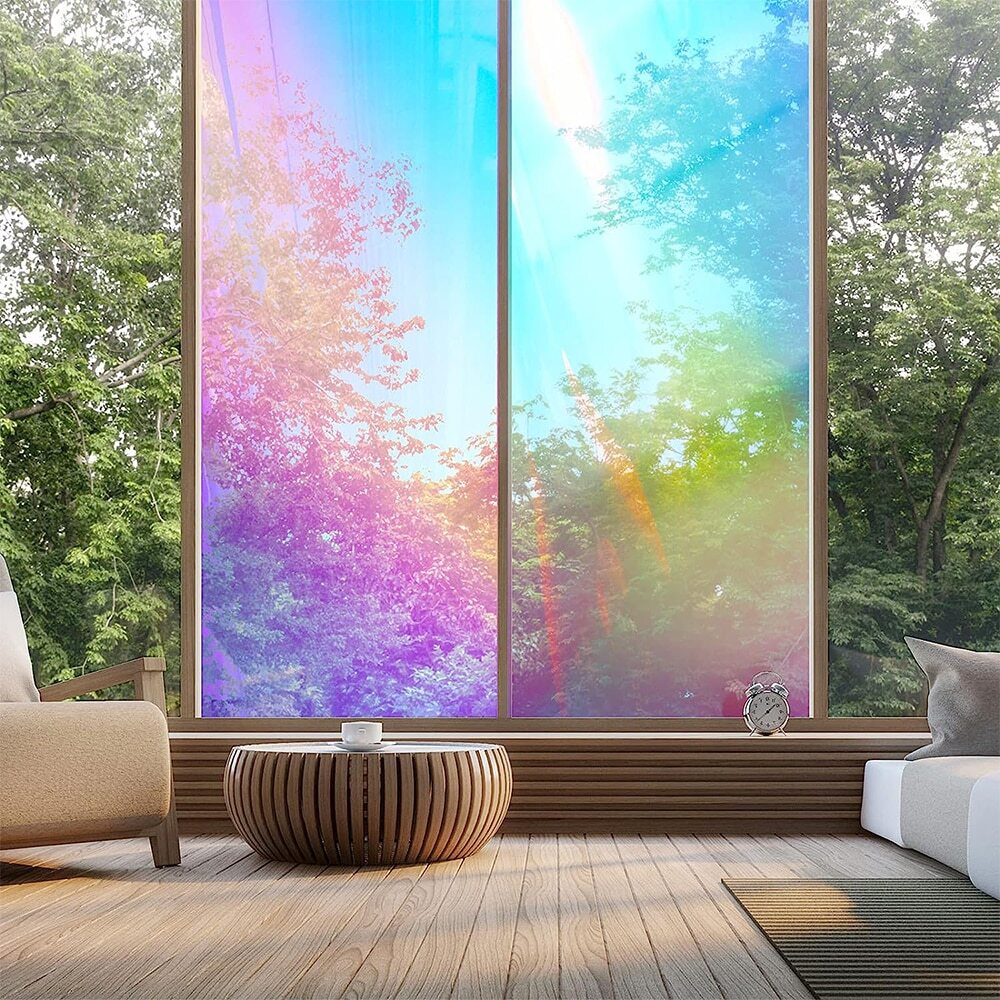 Transparent Iridescent PET Sheet Window Film Rainbow For DIY Shopping Mall Decor