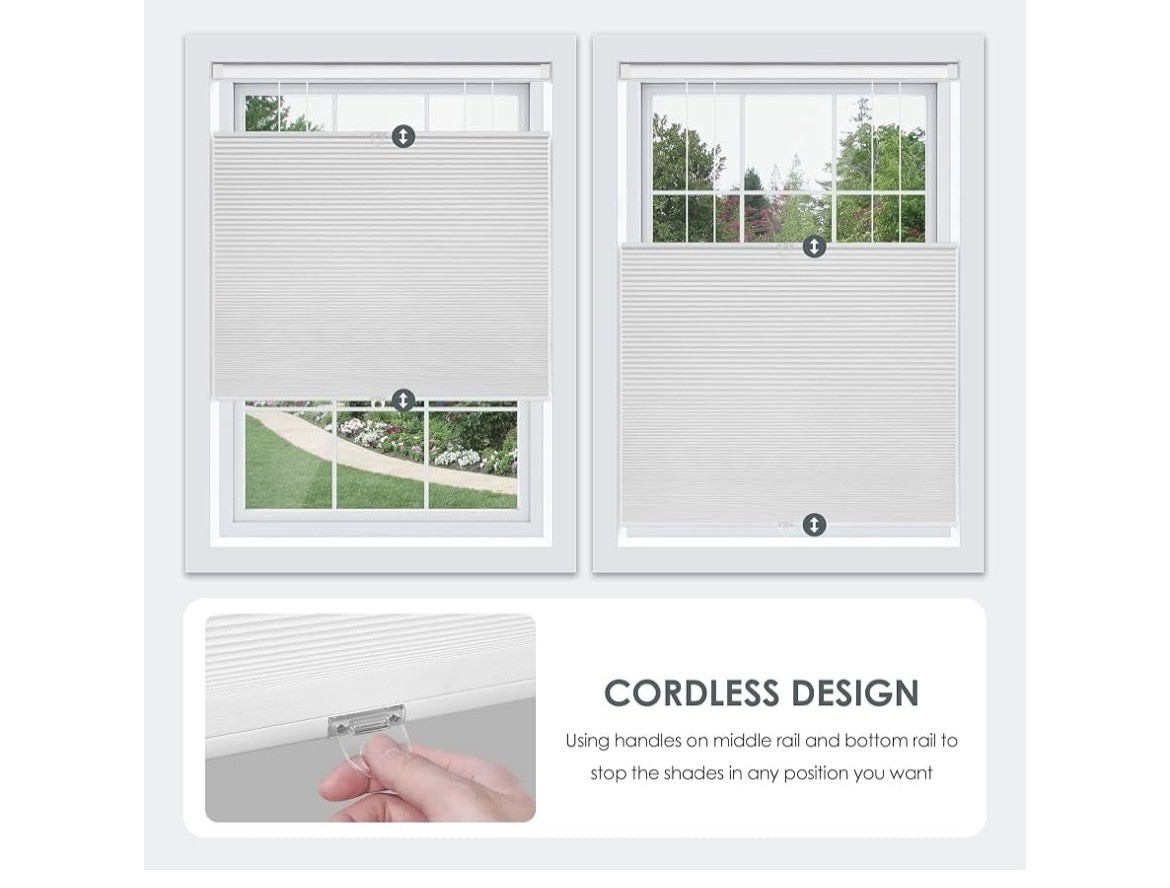 No Tools No Drill 1″ Vinyl Mini Blinds, Cordless 35″ W x 36″ H Cordless-white