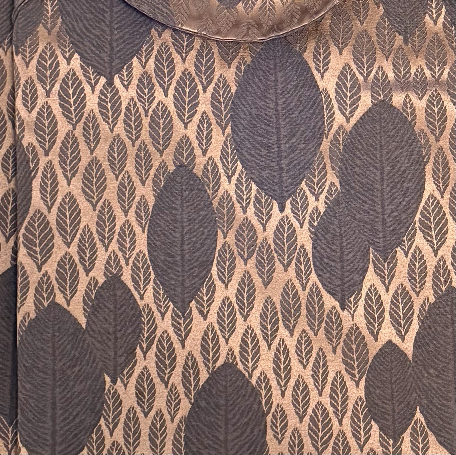 VTG Heavy Jacquard Brown Bronze Leaf Curtain Panels Lined Blackout SET 50×92 Ea