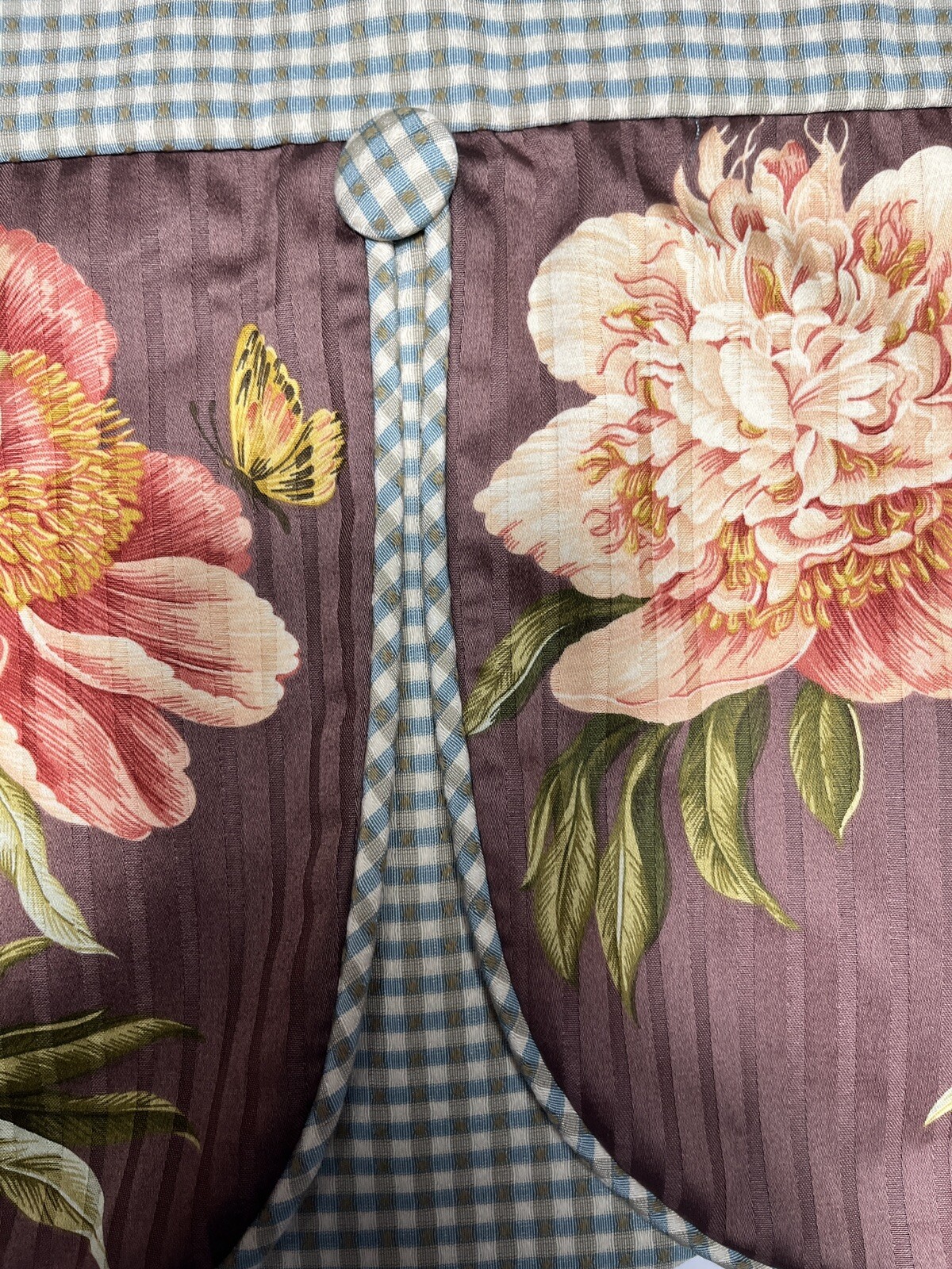 Window Valences Set (3) 41”x 14”ea Floral And Check Design Country Traditional