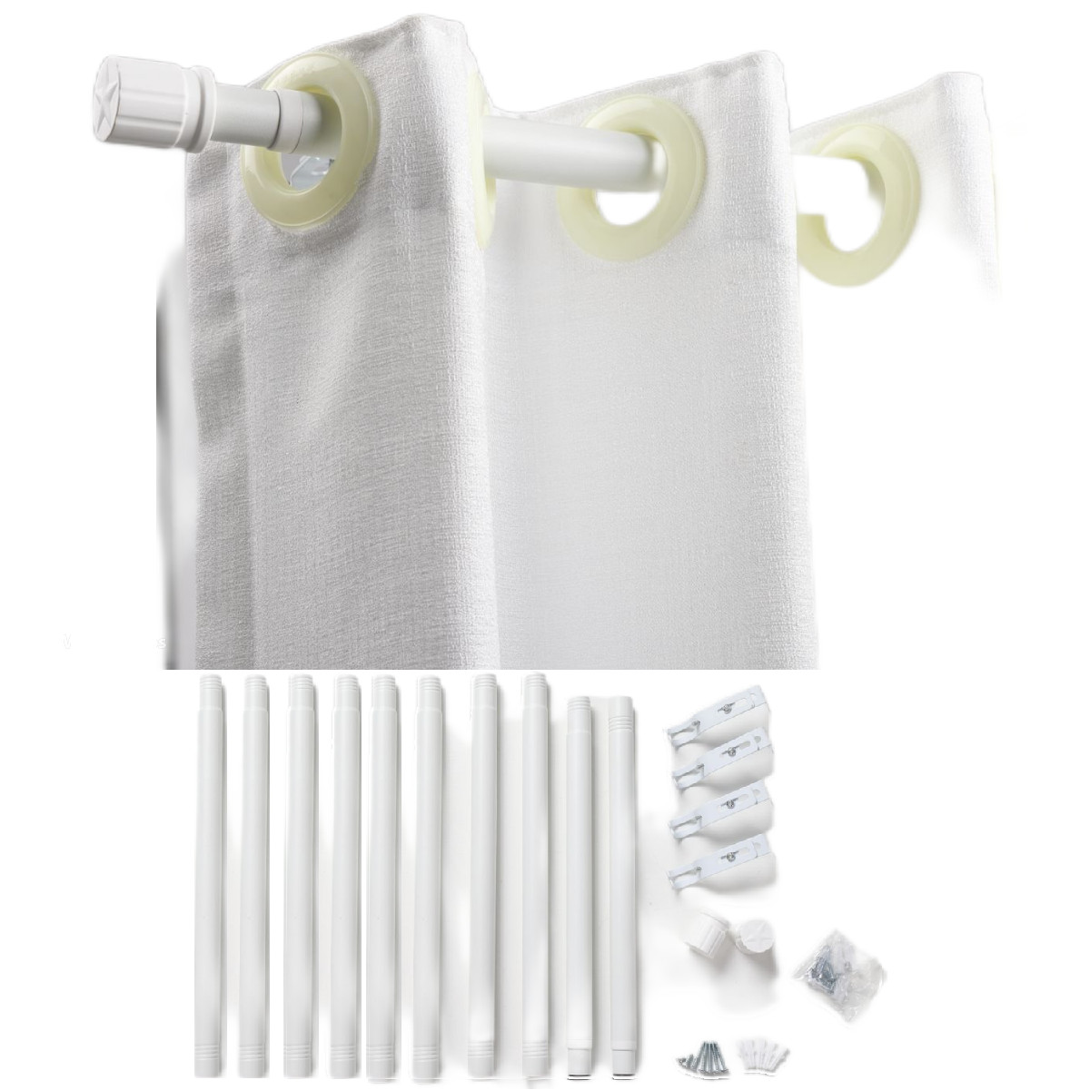 2 Pack Curtain Rod w/Star for Window size up to 178″ Wide Heavy Duty 1″ dia tube