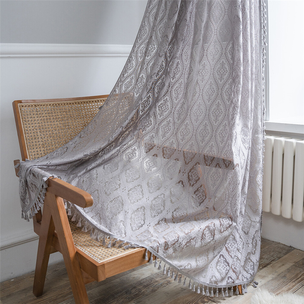 Crochet Transparent Hollowed Out Living Room Balcony Bedroom Window Drape Decor