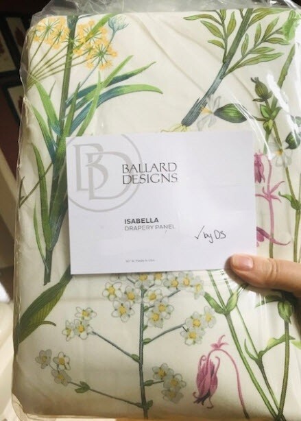 Ballard Designs Isabella Floral Drape Green 49x 96 Curtain Just One New🦩