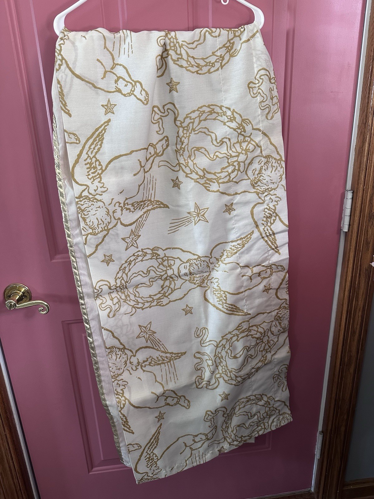 Vintage 90s Celestial Cherub Stars Valance Curtain Set Of 2