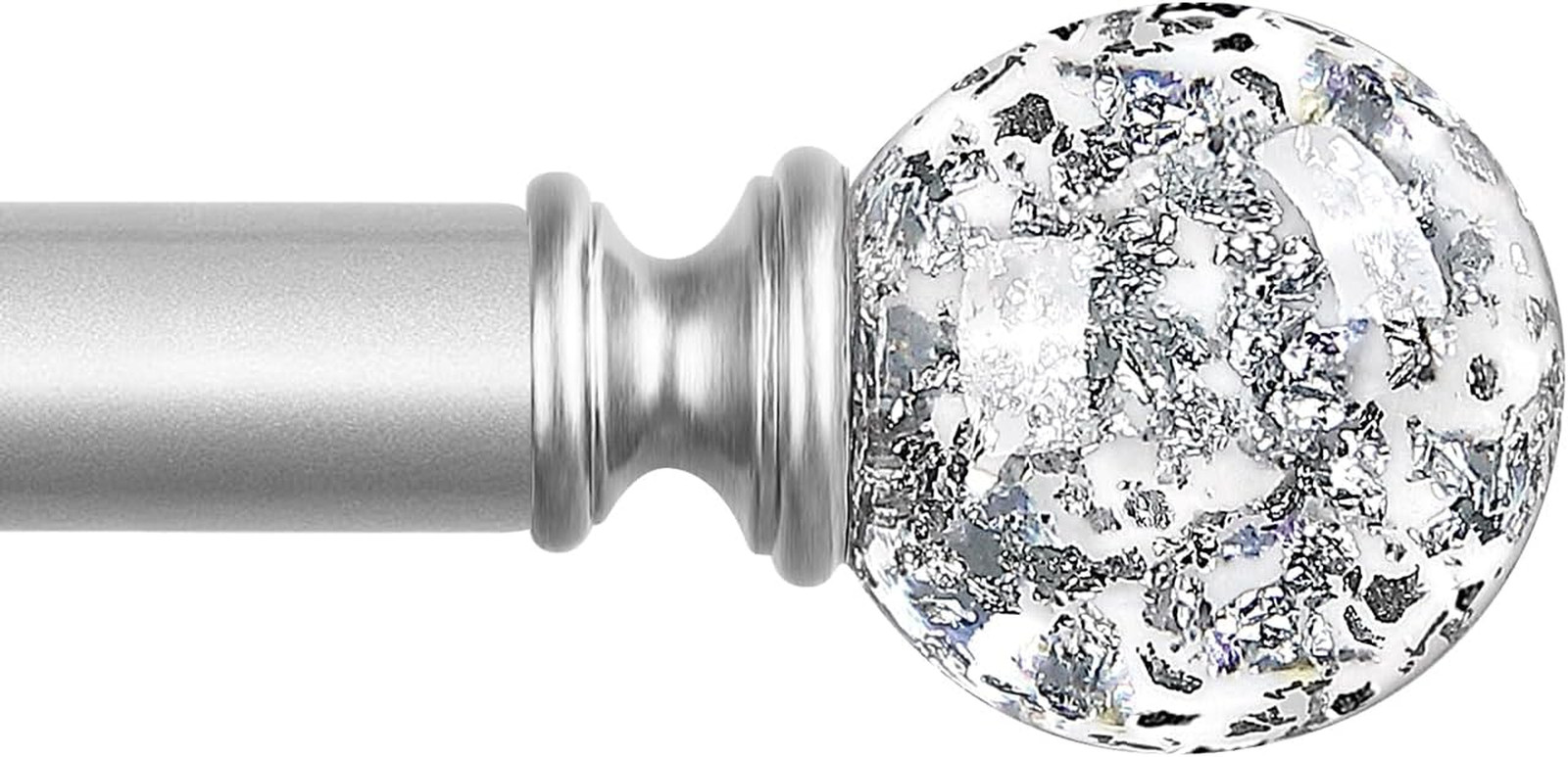 Silver Decorative Crystal Curtain Rods:18-45 Inch Heavy Duty Adjustable Window C