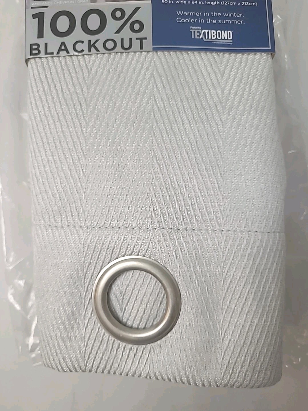Eclipse Ambiance Chevron Draft Stopper Grommet Top Energy Saving 50″x84″ Gray
