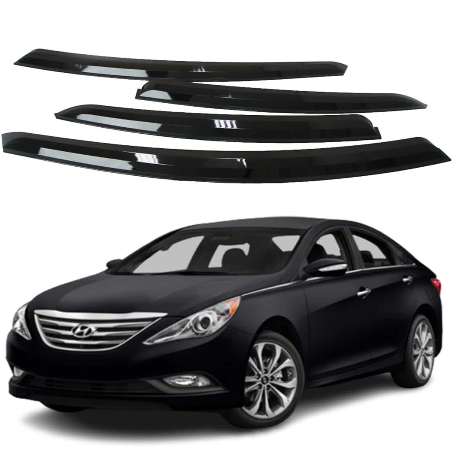 AUTOCLOVER Tape-On Rain Guards Window Visors 4 Pcs Set for Hyundai Sonata 201…