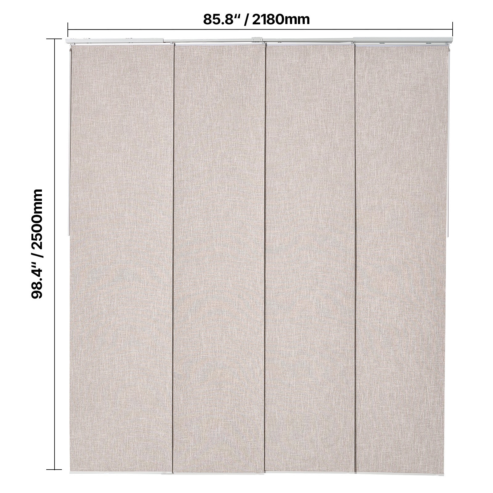 Panel Track Blinds Extendable Track from 45.8 in to 86 in W Trimmable Brown