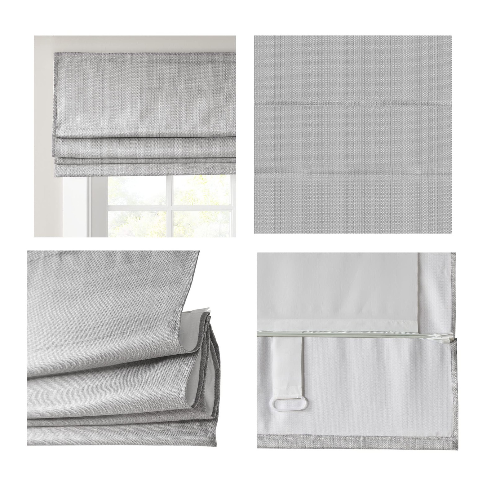 Madison Park Galen Cordless Roman Shade 23W X 64H Sheen Grey Room Darkening