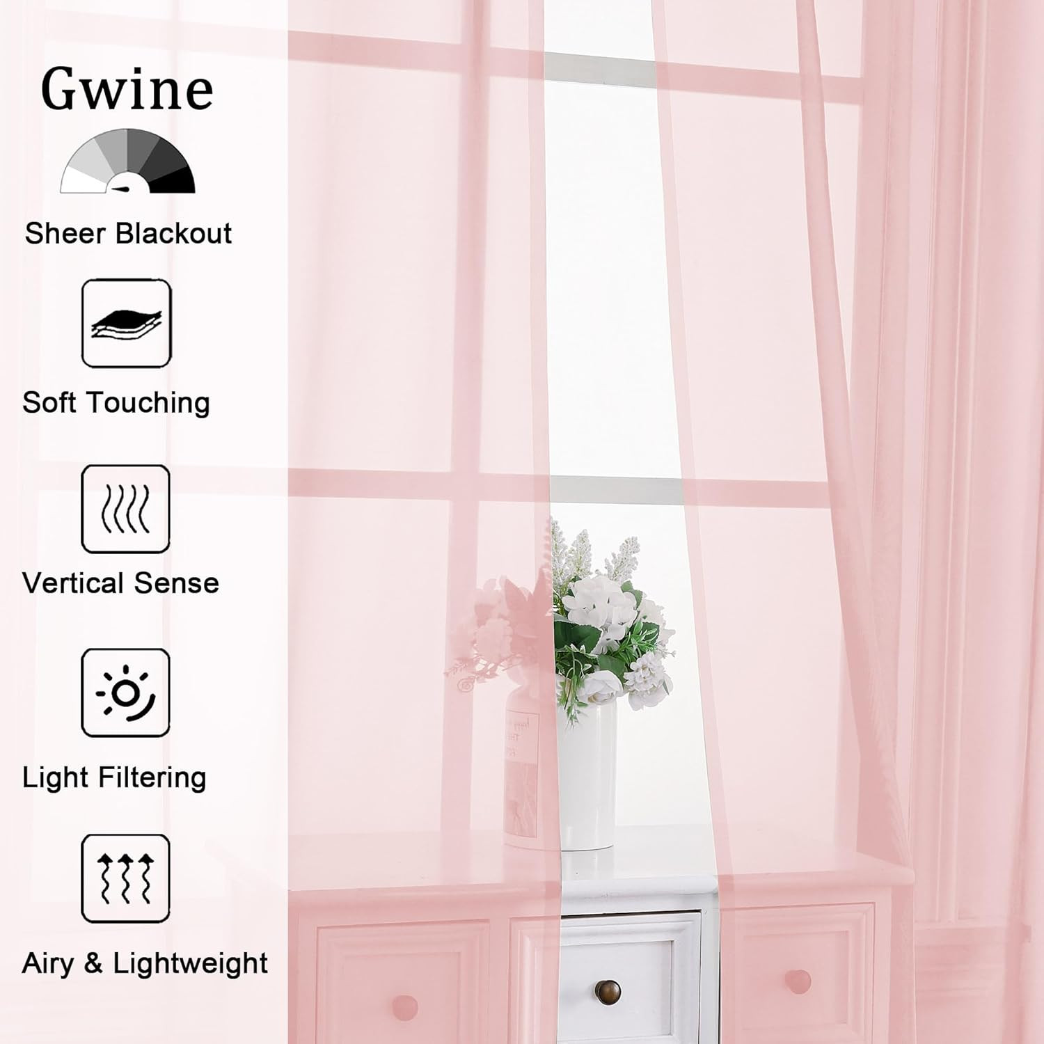 Blush Pink Valances for Windows, Small Light Filtering Rod Pocket Cafe Valance C